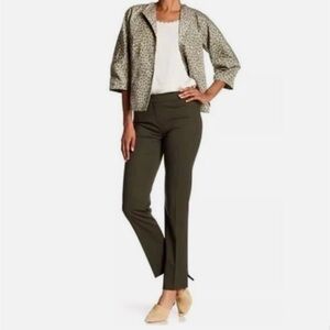 Lafayette 148 NY Menswear Trouser Pants Women’s Sz 14 Olive Green Virgin Wool